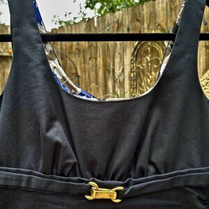 Donna Ricco Whimsigoth midi black dress gold Belt Cocktail Party Holiday 8